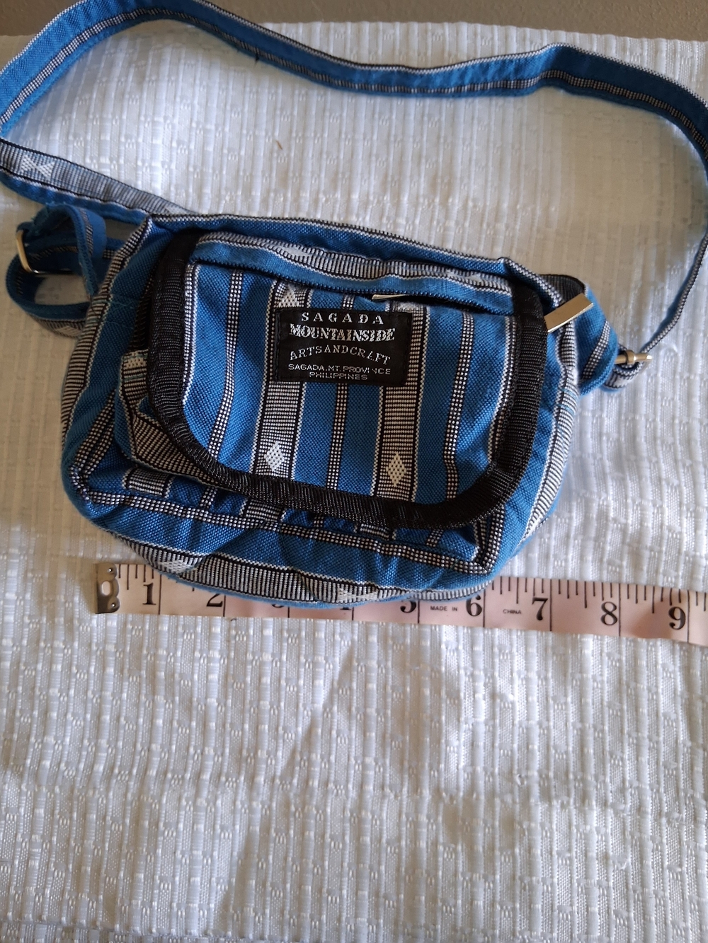 Sagada Mountainside Blue Stripe Crossbody Bag
